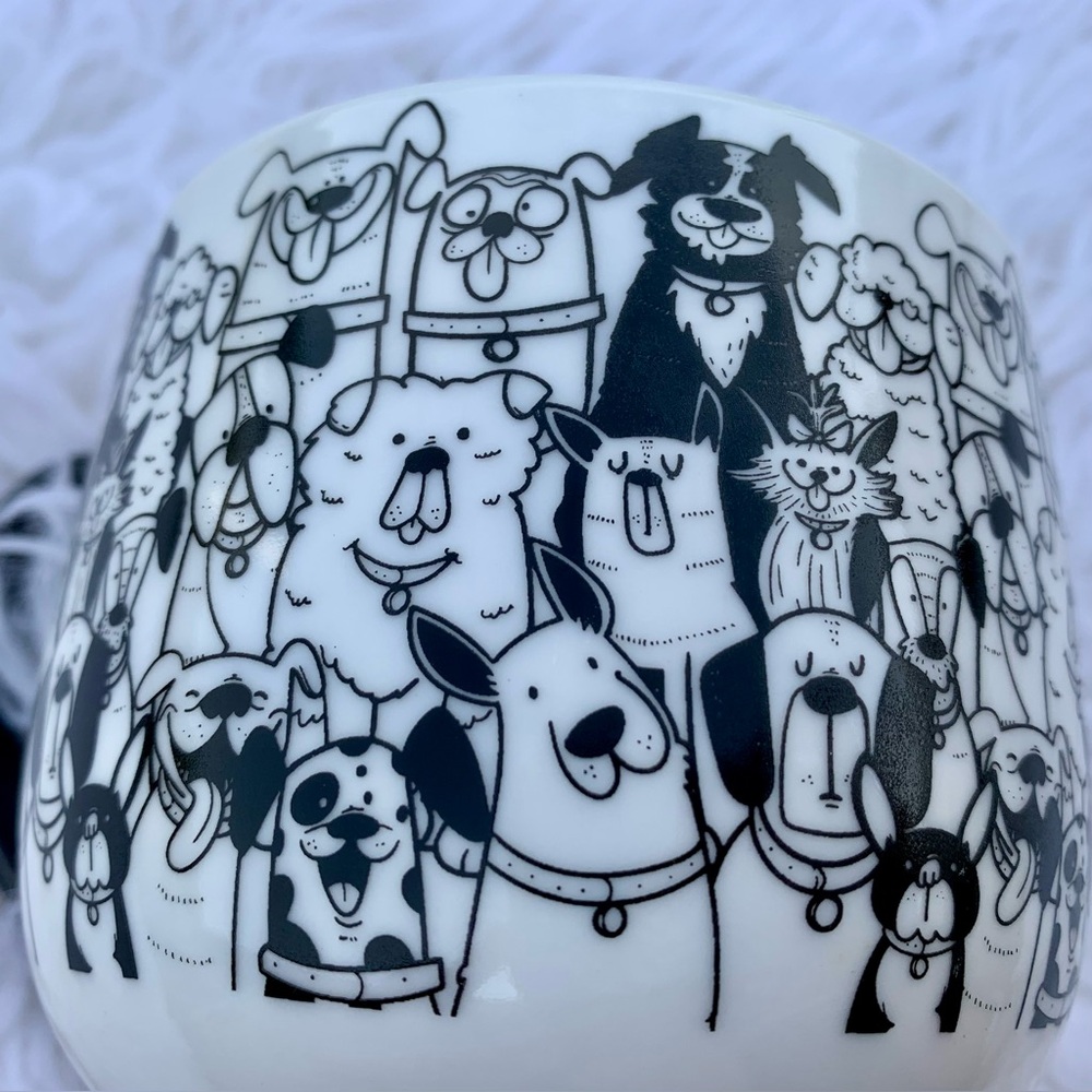 NWT Paws Cafe Dog Puppy Mug Cup Black White Chic Playful Coffee Tea Hot Cocoa - Picture 9 of 11